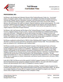 CV for Neil Broom Expert Witness in Computer Forensics Investigations in Santa Monica